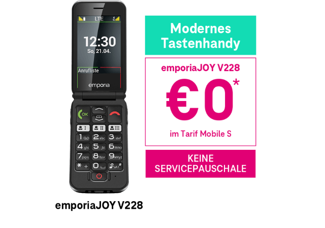 Emporia Joy V228 Emporia Joy V228 5G um €0 im Tarif Mobile S. Keine Servicepauschale