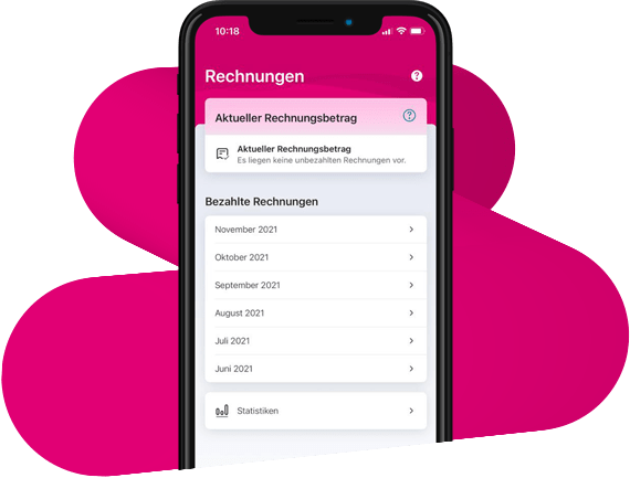 Rechnung Smartphone mit geöffneter Mein Magenta App zeigt Rechnung Screen.