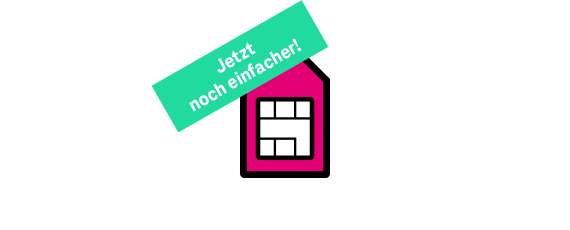 Illustration einer SIM-Karte mit Banner „Jetzt noch einfacher!“ – einfache Aktivierung und Nutzung der SIM-Karte