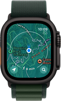 Apple Watch Ultra 2 - Hiking Eine Karte auf dem Display einer Ultra 2