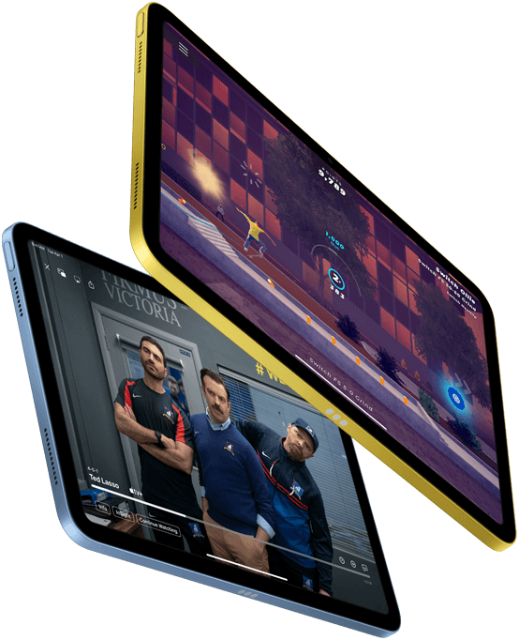 Display Demonstration von Apple TV+ und dem SharePlay Gaming-Erlebnis auf dem iPad