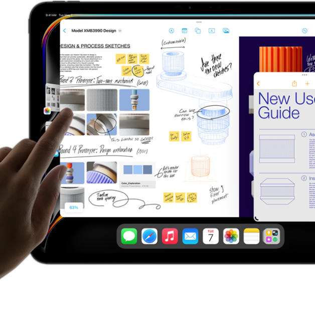 iPad Pro Screen an dem Multitasking gezeigt wird.