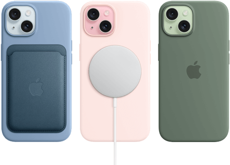 Farbenfrohe iPhone 15 in Handyhüllen